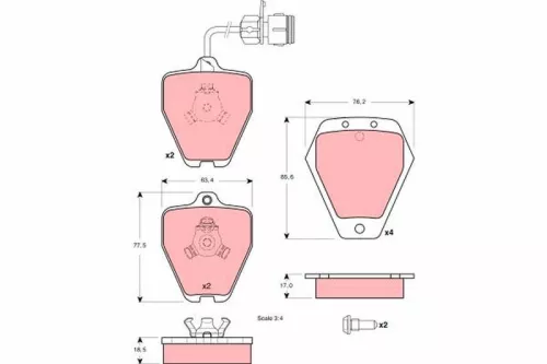 Bremsbelagsatz, Scheibenbremse